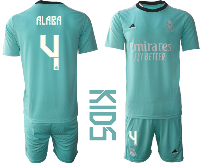Youth 2021-2022 Club Real Madrid Second away blue #4 Soccer Jersey->youth soccer jersey->Youth Jersey